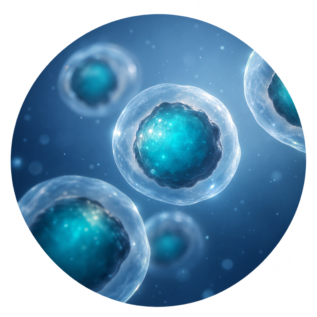 Blue cells in a circular illustration