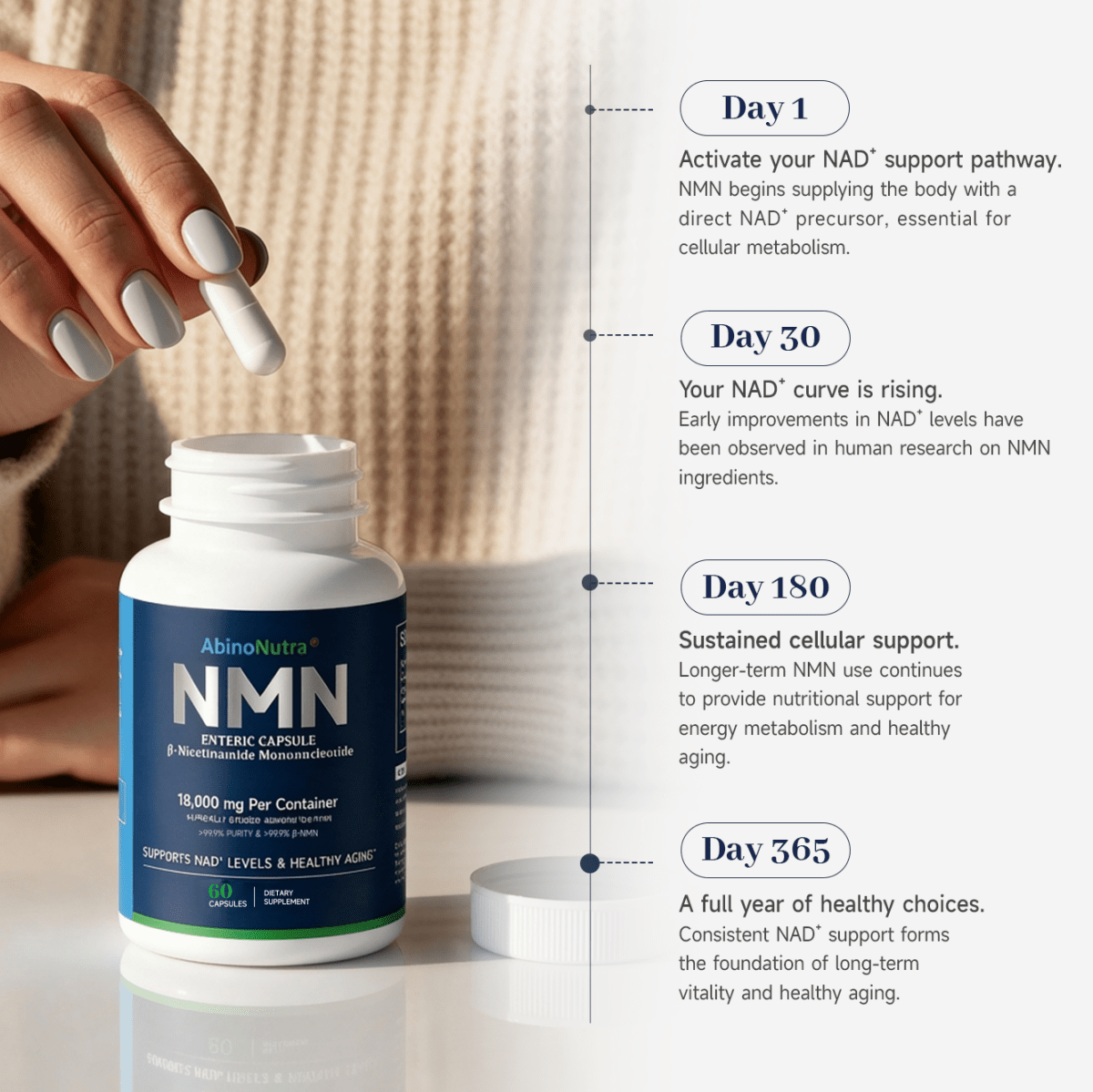 AbinoNutra® NMN Capsules - Pro NAD⁺ Optimization Formula - AbinoNutra